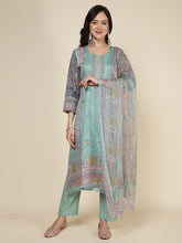 Printed Cotton Blend Kurta With Pants & Dupatta