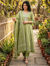 Printed Cotton Blend Suit With Pant & Dupatta