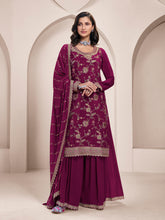 Embroidered Chinon Unstitched Suit With Pant & Dupatta