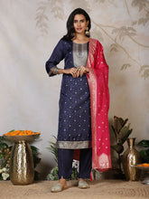 Banarasi Weave Art Silk Kurta With Pants & Dupatta