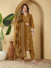 Printed Cotton Blend Kurta With Pants & Dupatta