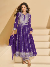 Embroidered Georgette Kurta With Pant & Dupatta