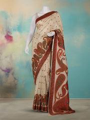 Printed Dola Silk Beige Saree