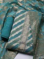 Embroidered Chanderi Unstitched Suit With Dupatta