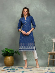 Printed Denim Kurta