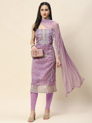 Neck Embroidery Organza Unstitched Suit Piece With Dupatta