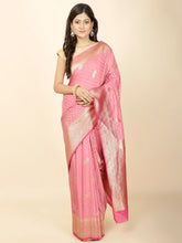 Zari Border Booti Woven Crepe Saree