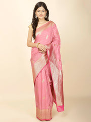 Zari Border Booti Woven Crepe Saree