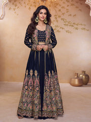 Embroidered Georgette Choli & Skirt With Jacket