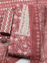 Printed Cotton Blend Unstitched Suit With Pant & Dupatta