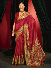 Printed Chiffon Red Saree
