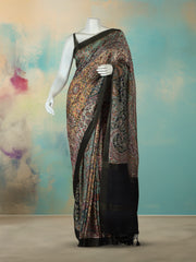 Printed Tussar Black Multi Saree