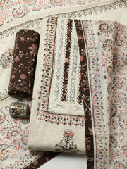 Printed Cotton Blend Unstitched Suit With Pant & Dupatta