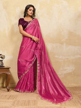 Embroidered Satin Velvet Saree