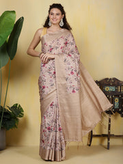 Digital Printed Tussar Saree