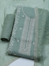 Embroidered Organza Unstitched Suit With Dupatta