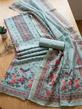 Embroidered Cotton Blend Unstitched Suit With Pant & Dupatta