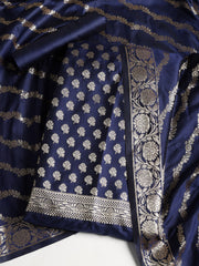 Woven Banarasi Chanderi Unstitched Suit With Dupatta