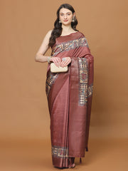Floral Printed Crepe Woven Saree