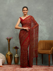 Floral Printed Georgette Saree