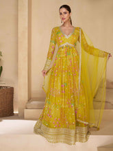 Printed & Embroidered Georgette Gown With Dupatta