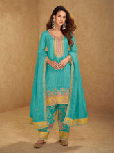 Embroidered Simmar Silk Kurta With Pant & Dupatta