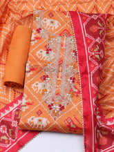 Patola Printed Tussar Unstitched Suit With Dupatta