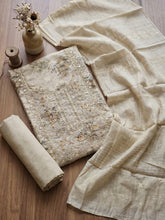 Embroidered Chanderi Unstitched Suit With Pant & Dupatta