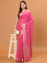 Plain Zari Border Woven Saree