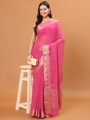 Plain Zari Border Woven Saree