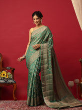 Woven Design Art Silk Green Saree