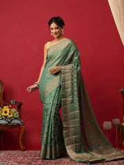 Woven Design Art Silk Green Saree