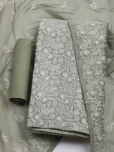 Embroidered Chanderi Unstitched Kurta With Pant & Dupatta