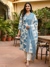 Printed Cotton Blend Kurta With Pant & Dupatta