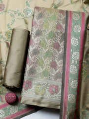 Woven Design Chanderi Unstitched Suit With Pant & Dupatta