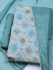 Neck Embroidered Chinon Unstitched Suit With Dupatta