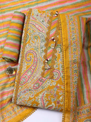 Embroidered Cotton Blend Unstitched Suit With Pant Dupatta