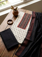 Printed Cotton Blend Unstitched Suit With Pant & Dupatta