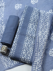 Printed Cotton Blend Unstitched Suit With Pant & Dupatta