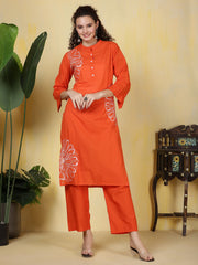 Printed Cotton Blend Kurta With Pants