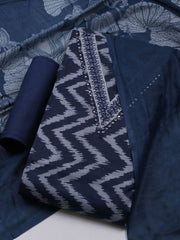 Neck Embroidered Cotton Blend Unstitched Suit With Dupatta