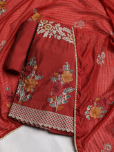 Embroidered Chanderi Unstitched Suit With Dupatta