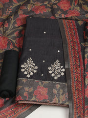Embroidered Tussar Unstitched Suit With Dupatta