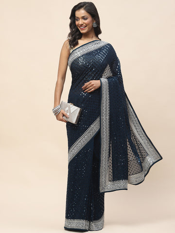 Sequence Embroidery Georgette Saree