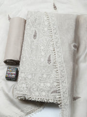 Embroidered Cotton Blend Unstitched Suit With Pant & Dupatta