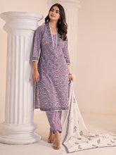 Printed Cotton Blend Kurta With Pants & Dupatta