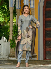 Embroidered Tissue Kurta With Pant & Dupatta