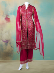 Banarasi Wave With Embroidered Kurta With Palazzo & Dupatta
