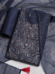 Neck Embroidered Cotton Blend Unstitched Suit With Dupatta