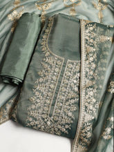 Embroidered Organza Unstitched Suit With Dupatta